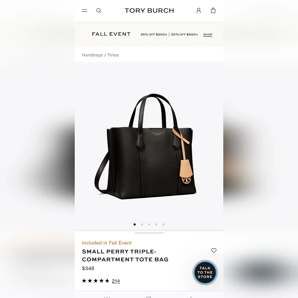 EUC Tory Burch Women's Perry Small Triple Compartment Tote black w red, leather - Picture 3 of 12